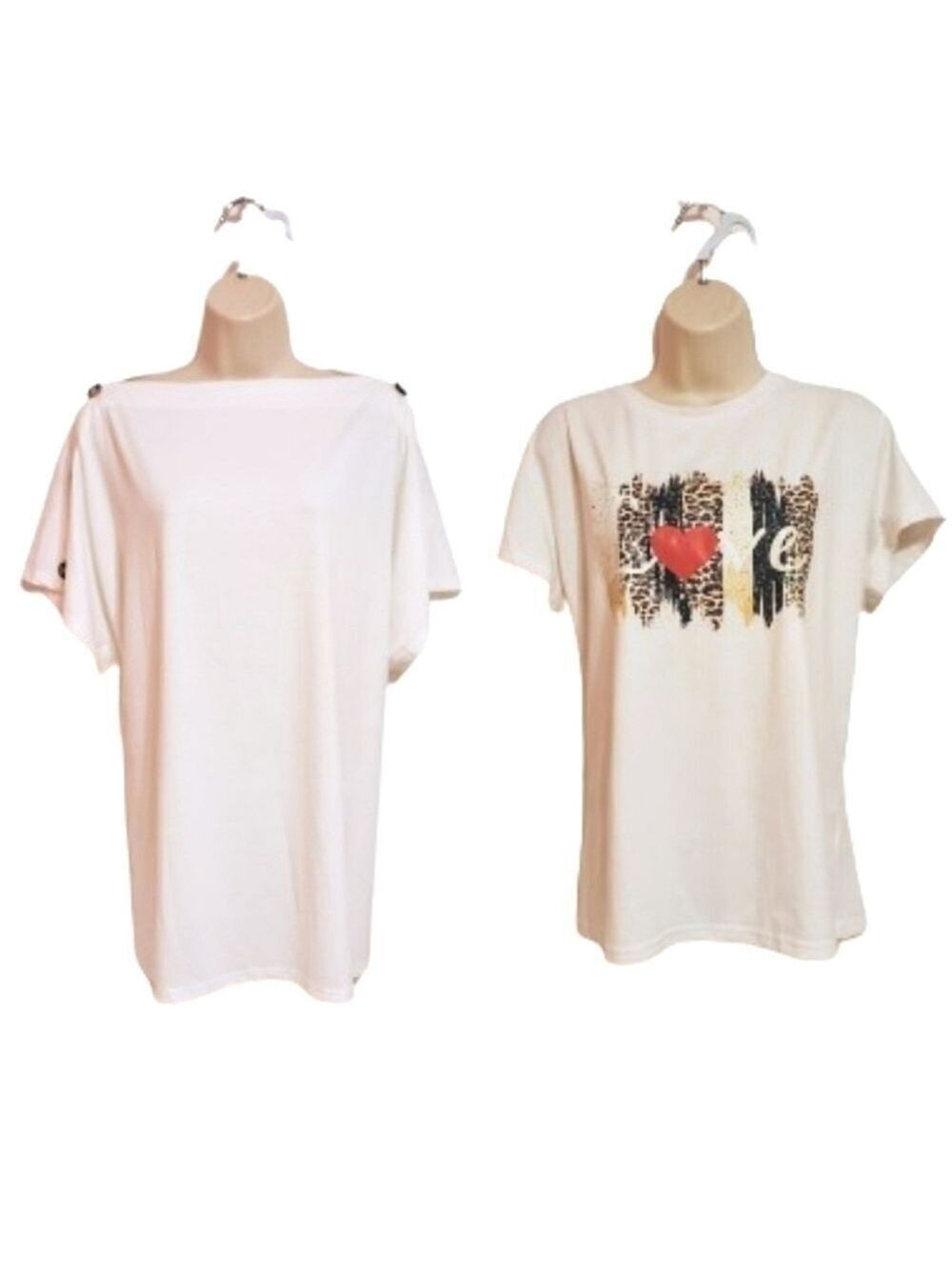 Shein Love Graphic Tee Boat Neck Knit Top Bundle White Extra Large